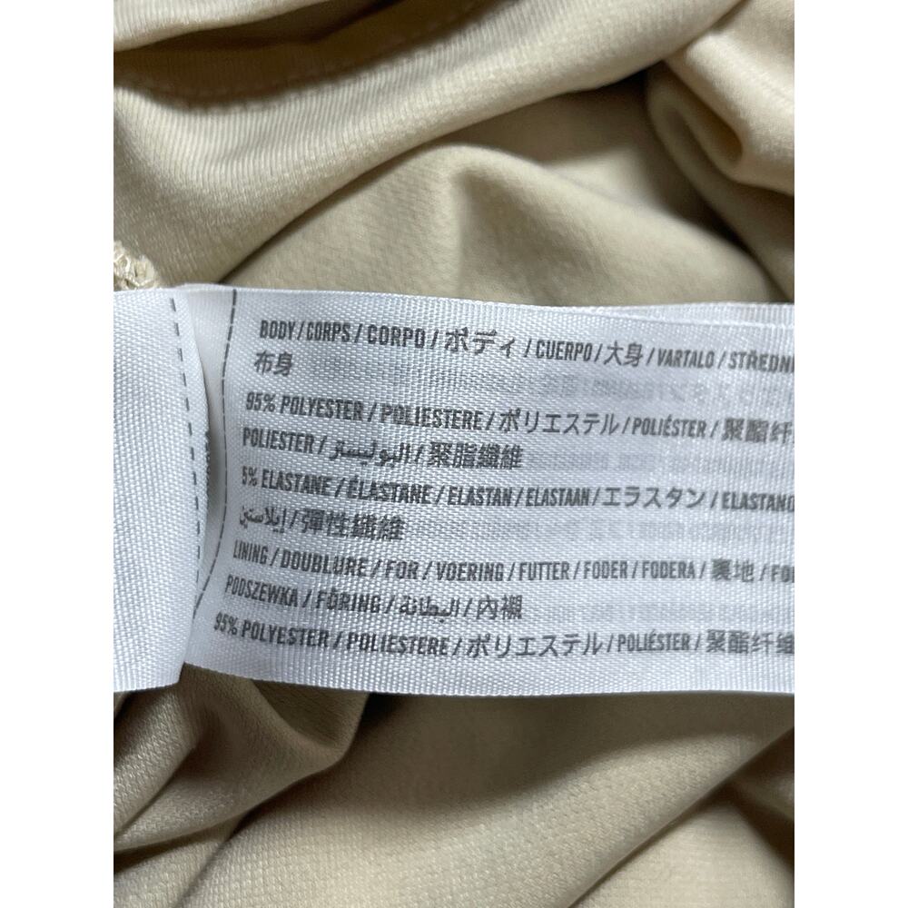 Abercrombie & Fitch Beige Khaki Colorblock Cutout Ruched Mini Bodycon Dress ST - Picture 6 of 7